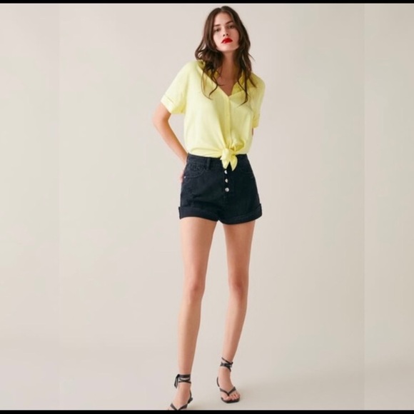 ZARA Black High Waisted Denim Shorts - Picture 3 of 6